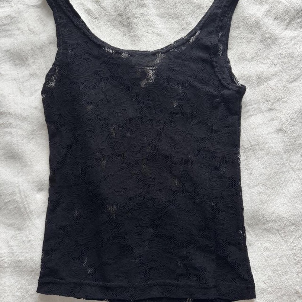 Kenar Black Lace Scoop Neck Tank Top